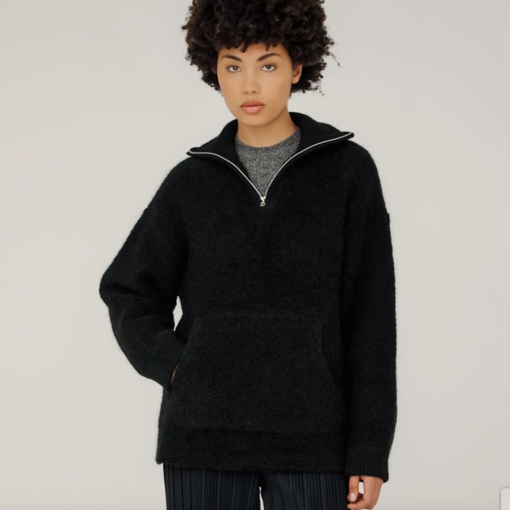 NWT Bare Knitwear Billy Zip Sweater in Classic Black XS